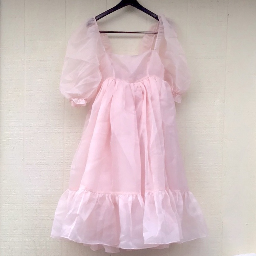 Selkie French puff dress in ballerina pink - Picture 1 of 16